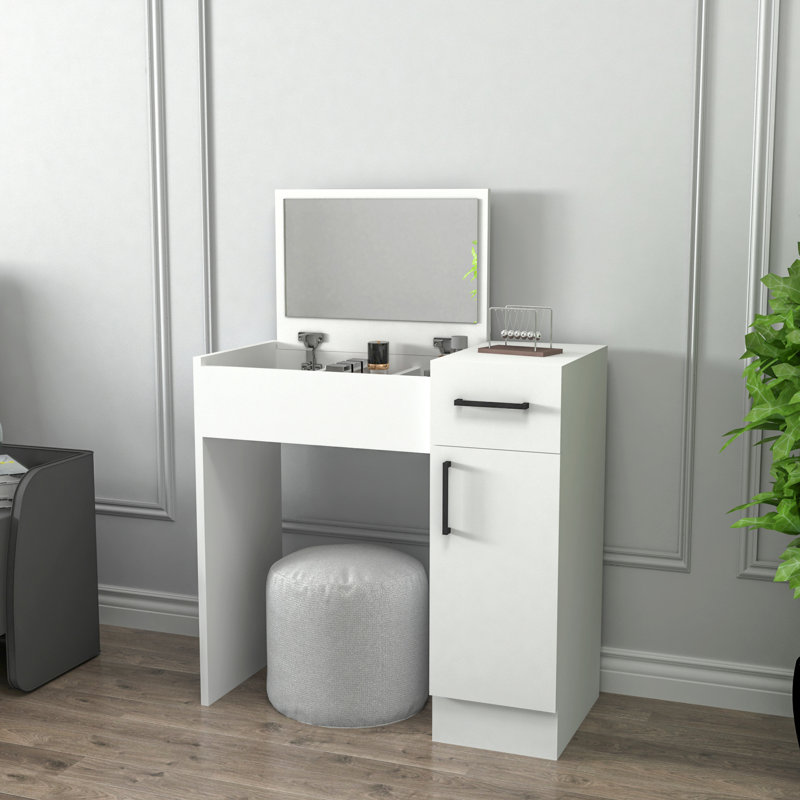 Makeup Vanity With Mirror Ellian, White