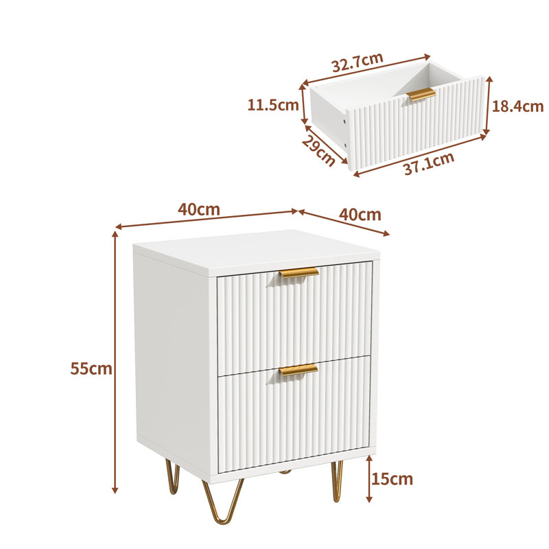 40cm W Manufactured Wood Bedside Table