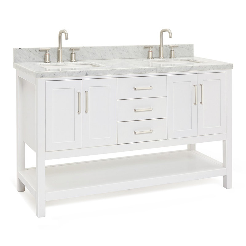 Magnolia Bath Vanity Oval Basin, Rectangle , Carrara White Marble, White