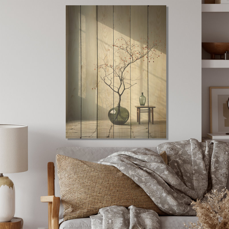 Minimalisme hivers, fenêtre, oasis, art mural en bois minimalisme sur bois de pin naturel, H 20 po x l 10 po