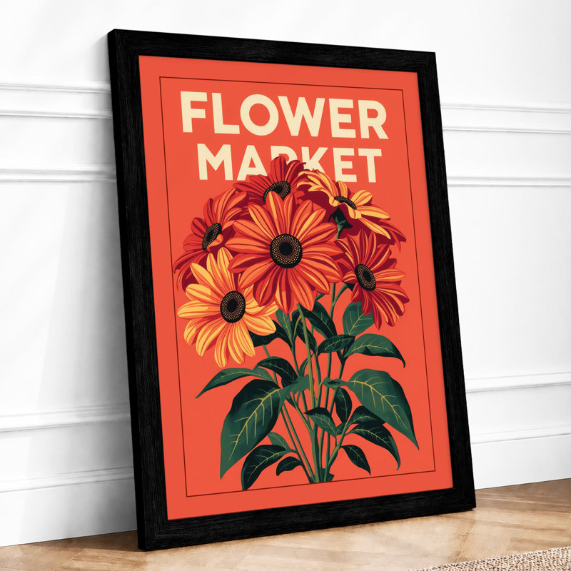Flower Market Typography - Print, A2 - 59.4 x 42.0 cm, Black