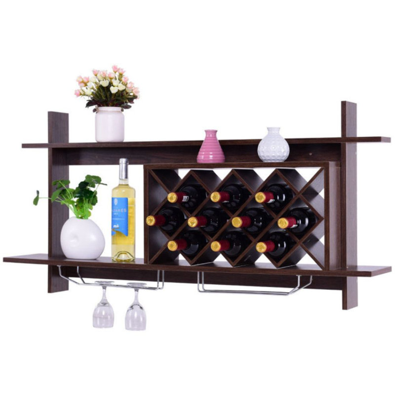 Support à bouteilles et porte-verres mural Giselher