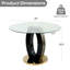 Table de salle à manger de 47,2 po en verre transparent de luxe moderne pour 4 à 6 personnes, table de cuisine moderne avec plateau en verre trempé et pieds en acier inoxydable, table de salle à manger circulaire pour la maison, le salon, l’appartement-1903597709-1895736819
