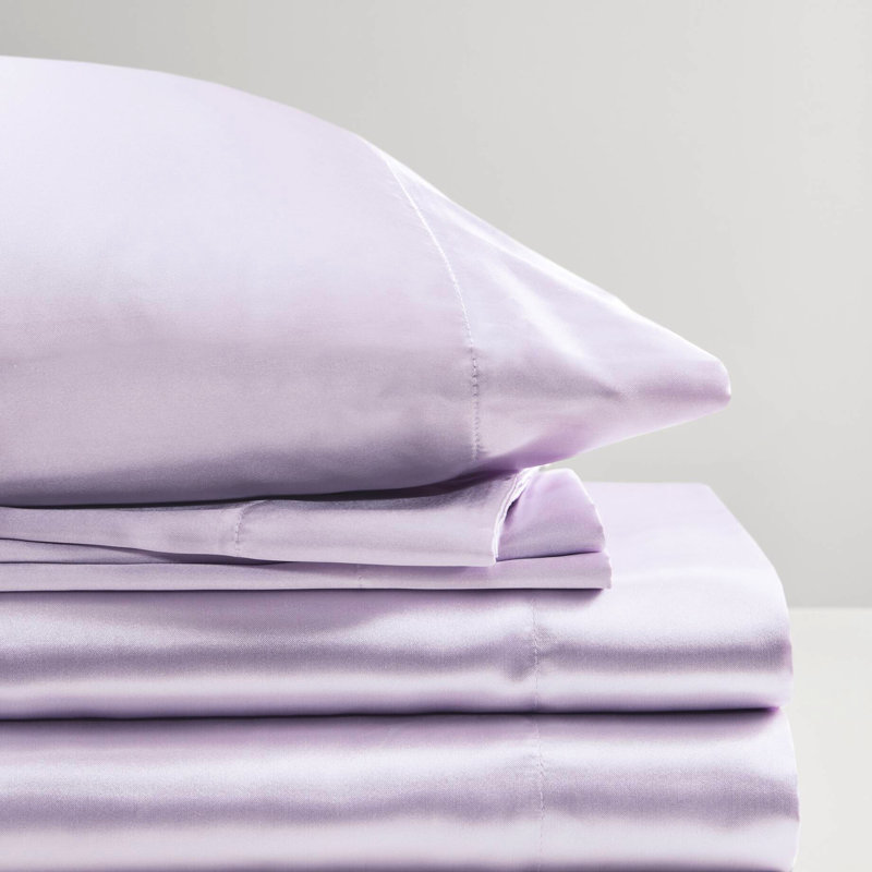 Draps de lit de luxe en satin King - Infroissables et élégants, compatibles avec un matelas de 40 cm (16 pouces), 1 drap plat, 1 drap-housse et 4 taies d'oreiller, texture douce, protection des cheveux, ensemble de draps, ajustement parfait, toucher agréable.