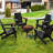 Black Oversized HDPE Patio Folding Adirondack Chair With Cup Holder