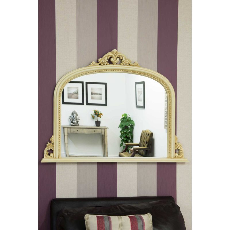 Fan Wood Flat Wall Mirror, Cream