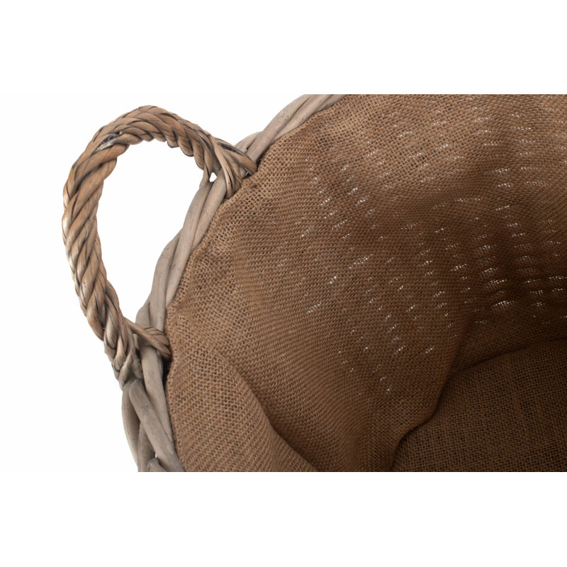 Wicker Lined Log Storage Basket, 36cm H x 36cm W x 36cm D