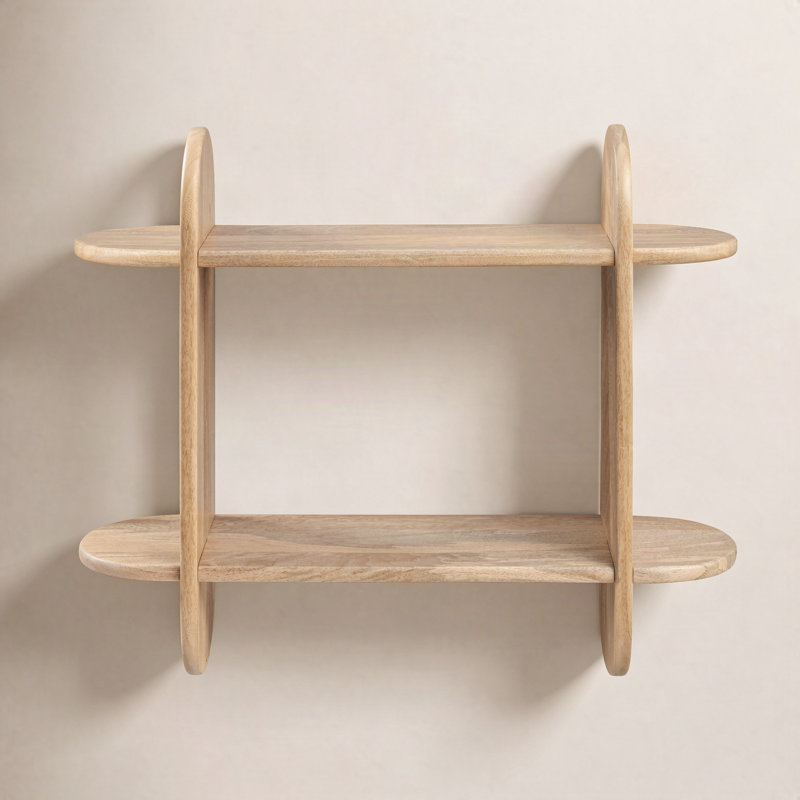 Fuller Solid Wood 2 Tier Wall Mounted Display Shelf, Natural