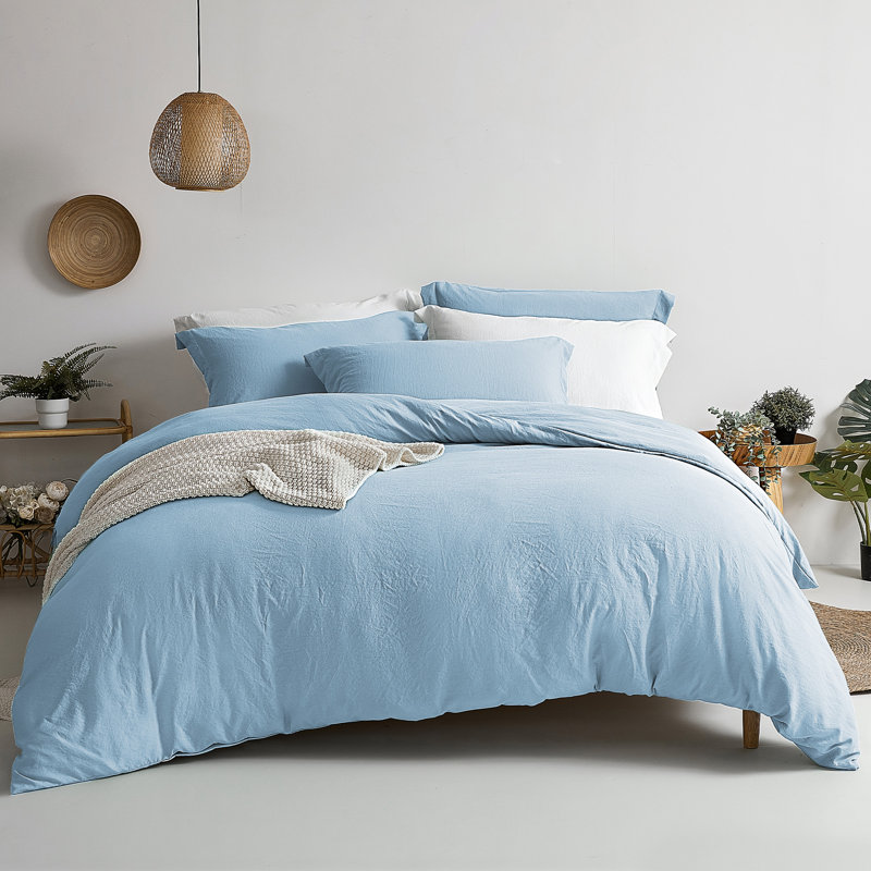 Solayne Washed Microfiber Duvet Cover Set, Soft Bedding with Zipper Closure and Corner Ties, Twin Duvet Cover + 1 Sham