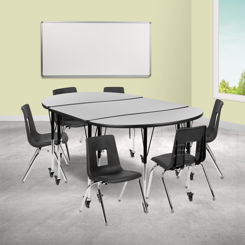 Ensemble de table d'activité pliable flexible en stratifié de 76 po Goddard Mobile, L 76 po x l 47,5 po, Gris