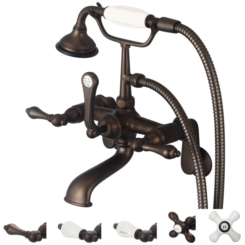 Stonington 3 Handle Clawfoot Tub Faucet, Lever Handles, Oil Rubbed Bronze