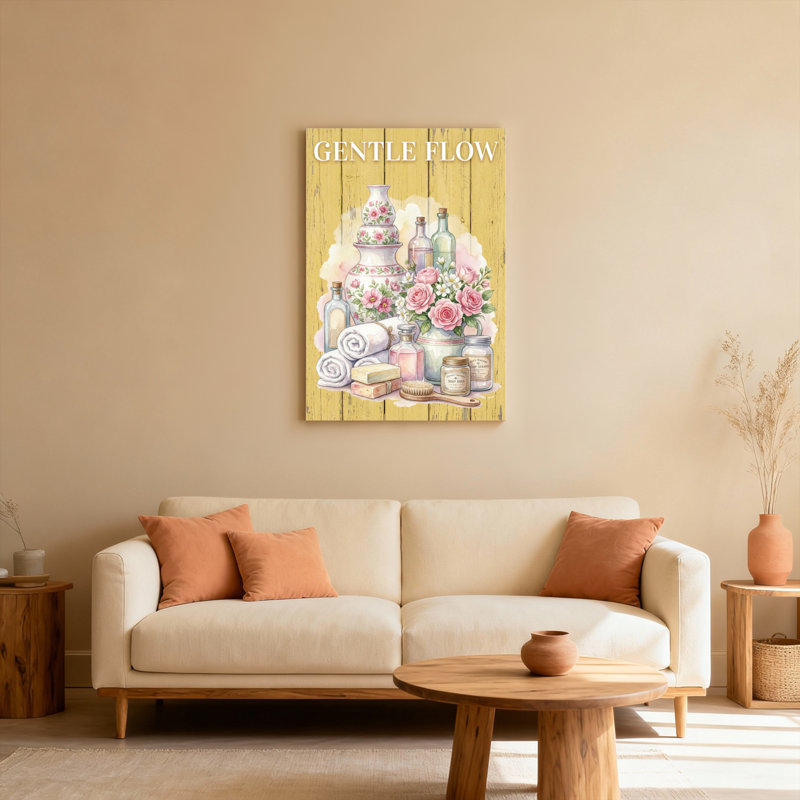 «Gentle Flow Floral Bath Bath», ensemble de 1 reproduction d'art sur toile, H 18 po x l 12 po