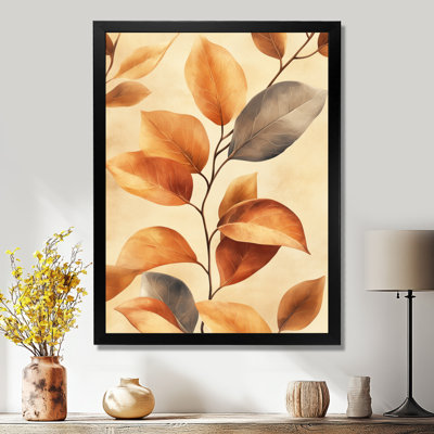 Tableau encadré « Ficus IV - Feuilles - Vert caramel et tons terreux »