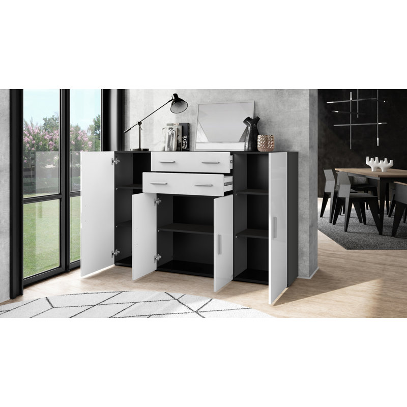 Mccammon 166 Cm Wide 2 Drawer Highboard, Matte White