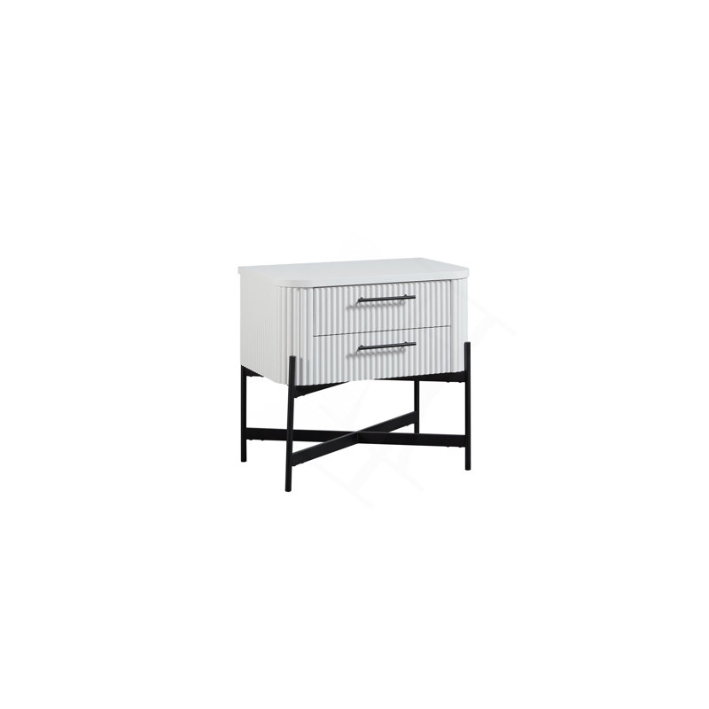 2 Drawer Nightstand - White (USB Type C)