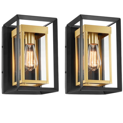Deshwana Gold/Matte Black 30cm H Outdoor Wall Lantern
