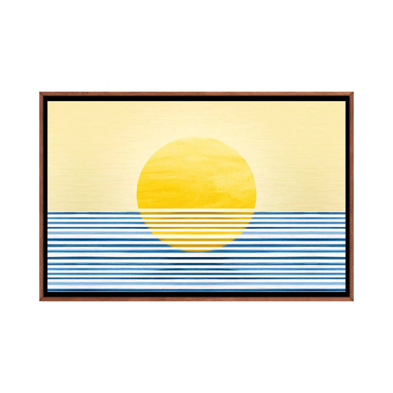 Sunset II-impression d’art graphique abstraite, Toile classique avec cadre brun, Pas de tapis, H 40 po x l 60 po x 1,5 po