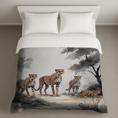 Cheetah Family Illustration Duvet Covers
