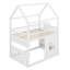 Lit mezzanine double avec lumières DEL, lit maison avec toit, fenêtre et bibliothèque de rangement-122653902
