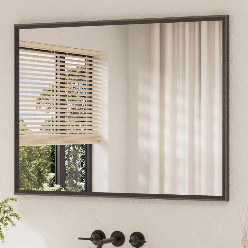 Miroir de salle de bain rectangulaire, Noir mat, 40 po x 30 po