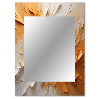 Gold And Beige Soft Wave Paint II - Abstract Shapes Decorative Wall Mirror, Modern Mirror, Printed Metal Art
