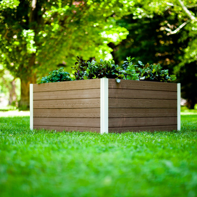 Urbana Keyhole Composting Raised Garden Bed, Espresso Brown, 22" H x 48" W x 48" D