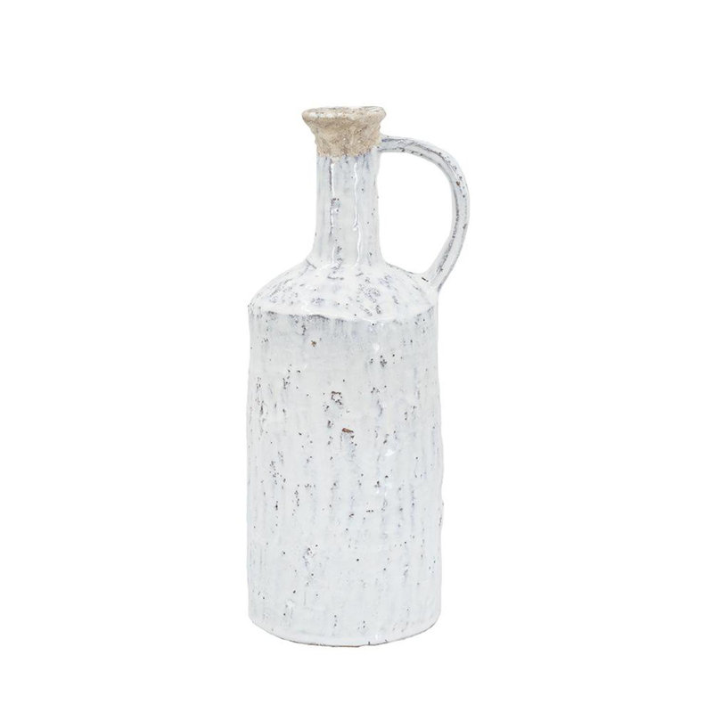 Vase cylindrique en terre cuite 13 "blanc