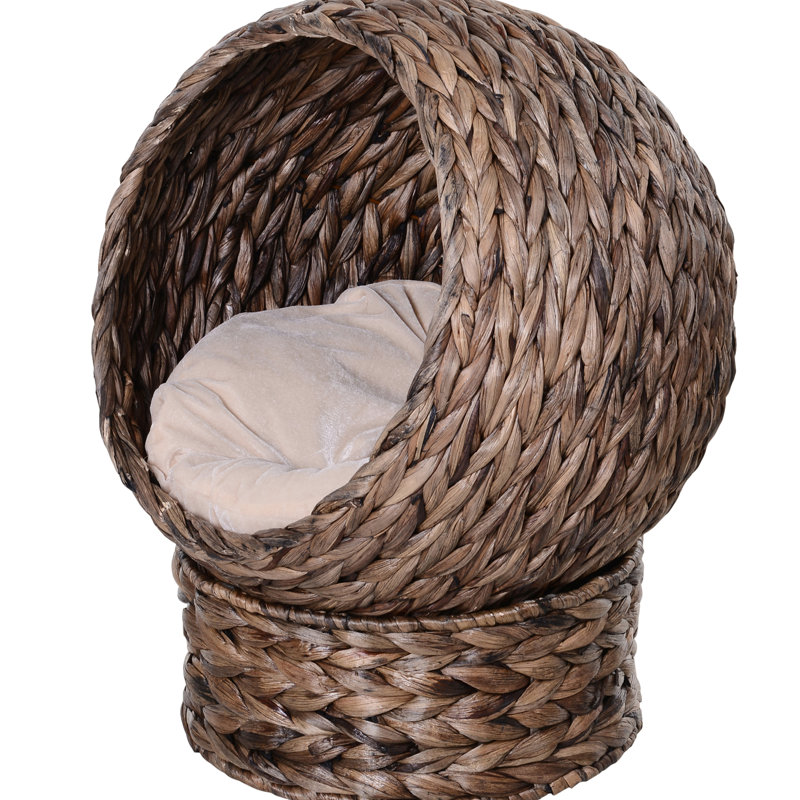 Lit surélevé pour chat avec coussin moelleux, panier de chaise d'œuf, H 23,5 po, gris, pour les chats d'intérieur, coussin surélevé, gris