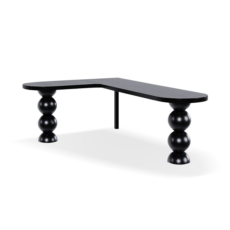 Bureau noir en bois massif en forme de L, H 29,53 po x l 78,74 po x P 47,24 po, Retour à gauche