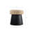 Ketra Round Faux Shearling Ottoman Footstool In Oatmeal Black-1986468843