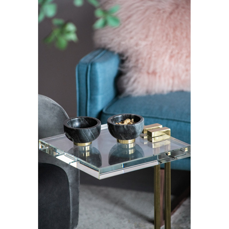 S/2 White Marble Bowls, Noir