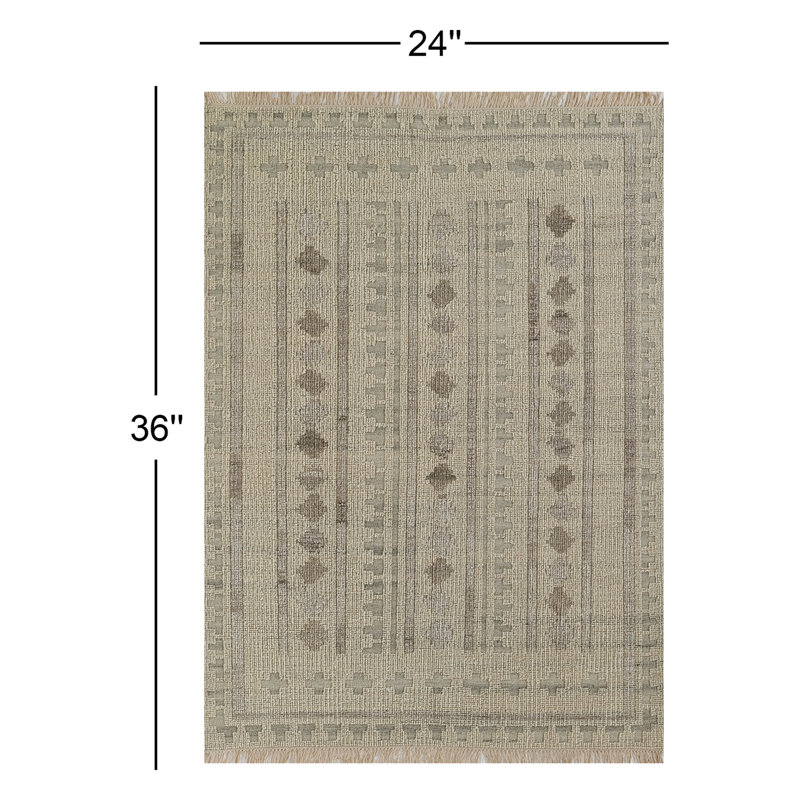 Tapis ivoire en laine / coton tissé à la main Otto, Rectangle 2 pi x 3 pi