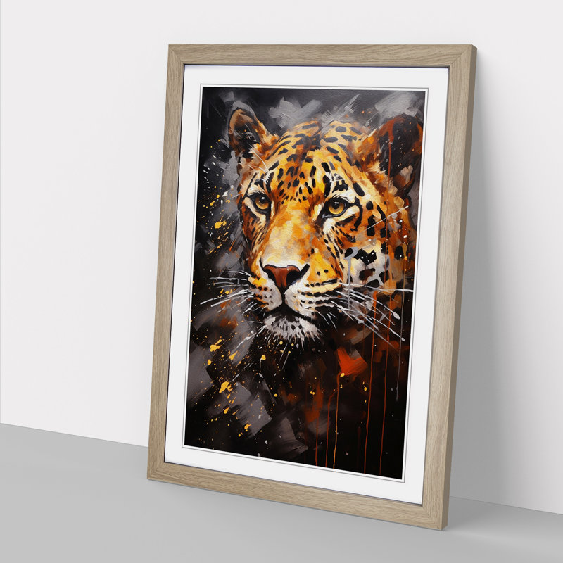 Leopard Abstract 1 Piece Single Picture Frame Wall Art, 46cm H x 34cm W x 2cm D, Oak Framed