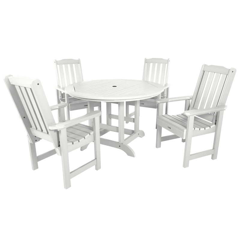 Arbnora 4 - Person Patio Dining Set with Round Table, White, 30" H x 48" W x 48" D, 4