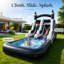 Glissoire d'eau simple 21 pouces en PVC de qualité commerciale avec piscine et souffleur pour enfants, noir / blanc