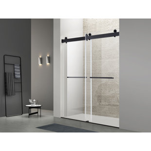 Porte de douche coulissante double sans cadre 60 po x 76 po au fini noir mat