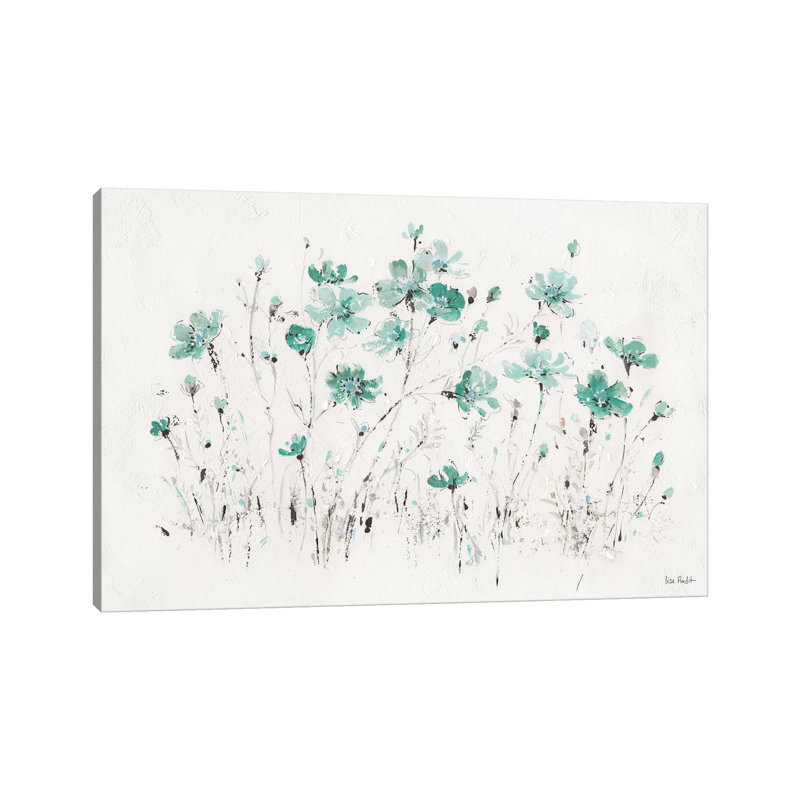 Wildflowers Turquoise I by Lisa Audit - Wrapped Canvas Painting, 66.04 cm H x 45.72 cm W x 1.91 cm D