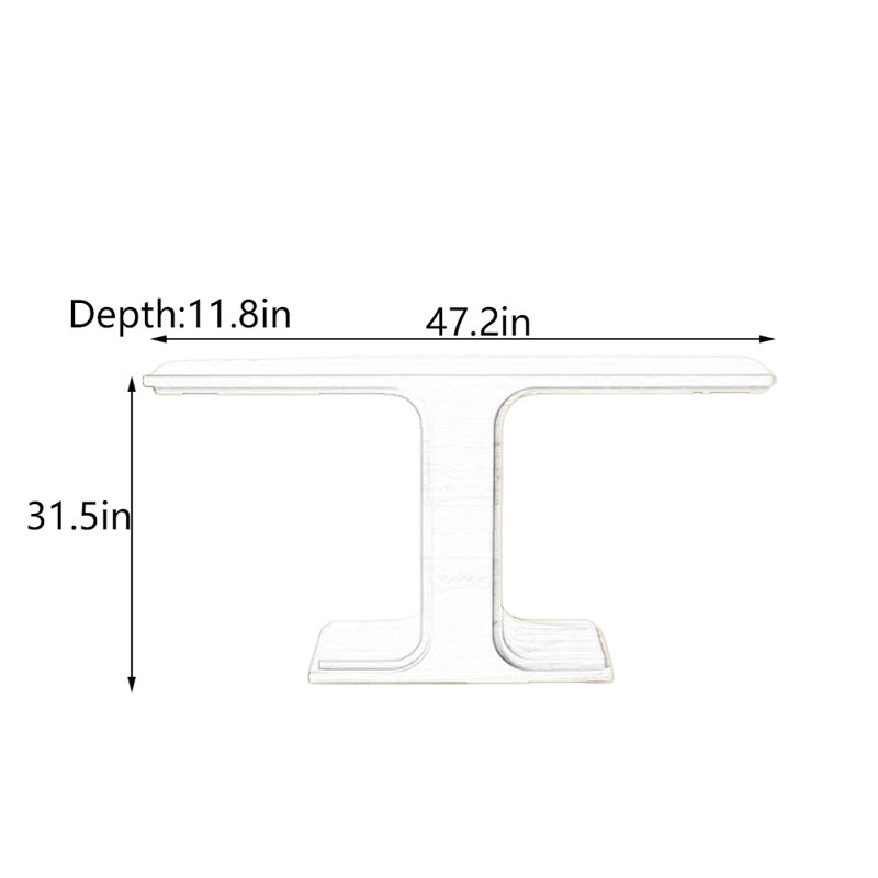 Table d'entrée moderne en bois de frêne massif minimaliste, H 31,5 po x l 47,2 po x P 11,8 po