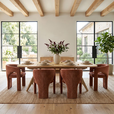 Ensemble de table de salle à manger extensible en placage de bois de 78" à 96" avec 6 fauteuils en chenille