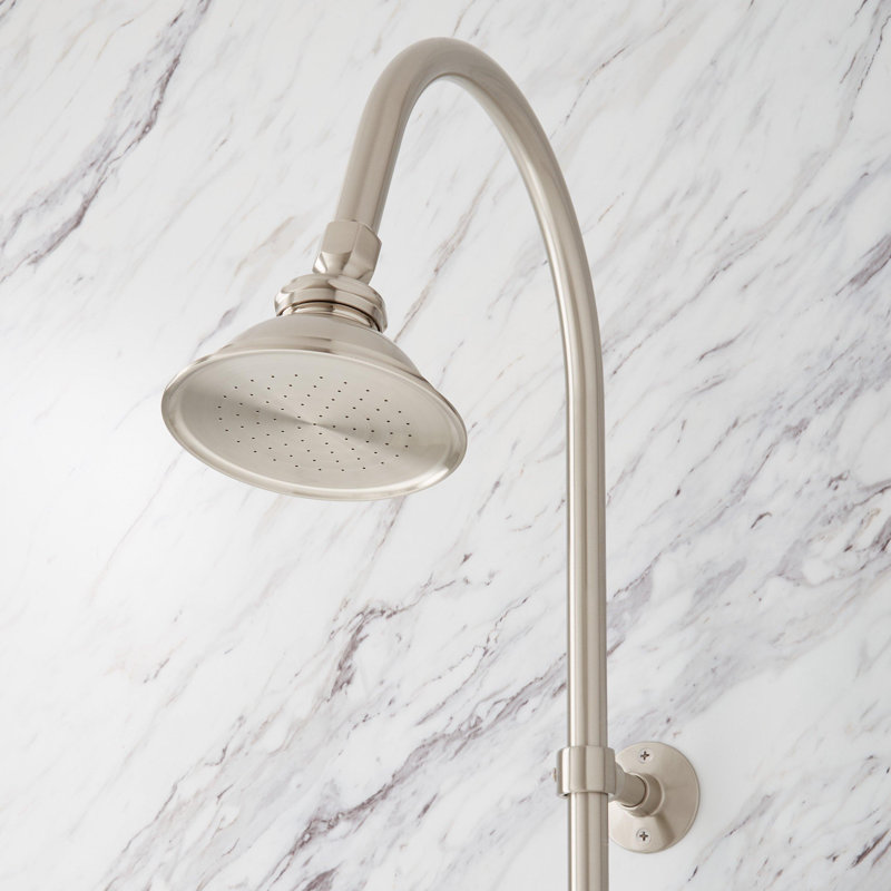 Baywood Exposed Pipe Shower System with Rough-in Valve, Brushed Nickel