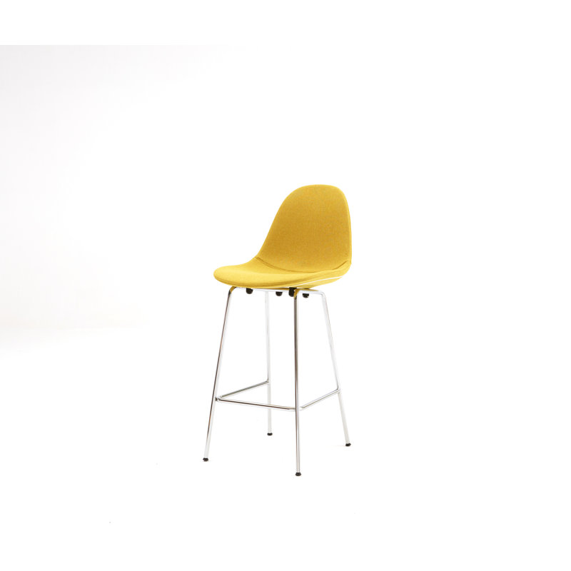 TA Upholstered Bar & Counter Stool, Counter Height (25.5" Seat Height), Mustard, Chrome