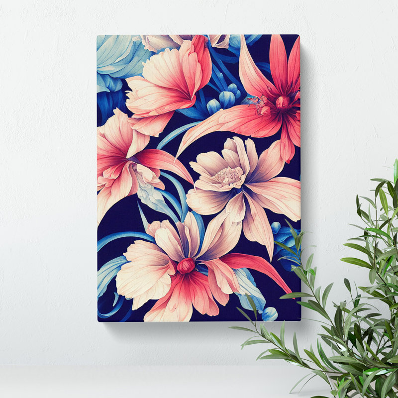 Beautiful Watercolour Flowers No.1 - Wall Art, 50cm H x 35cm W x 3cm D, Wrapped Canvas, No Matte