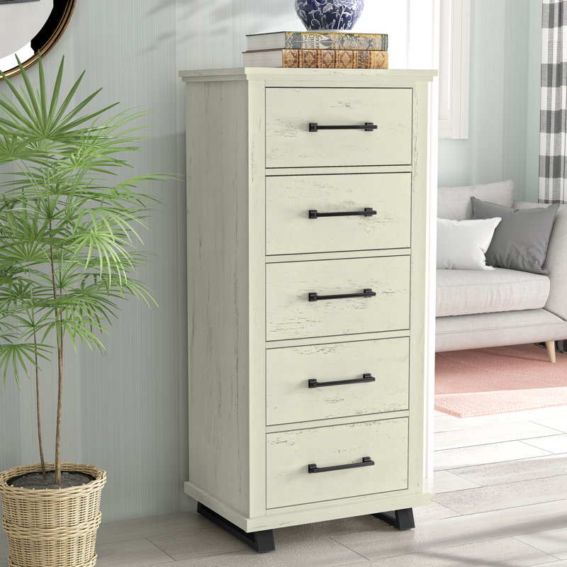 Icken 24'' W 5 - Drawer Dresser, Creamy White
