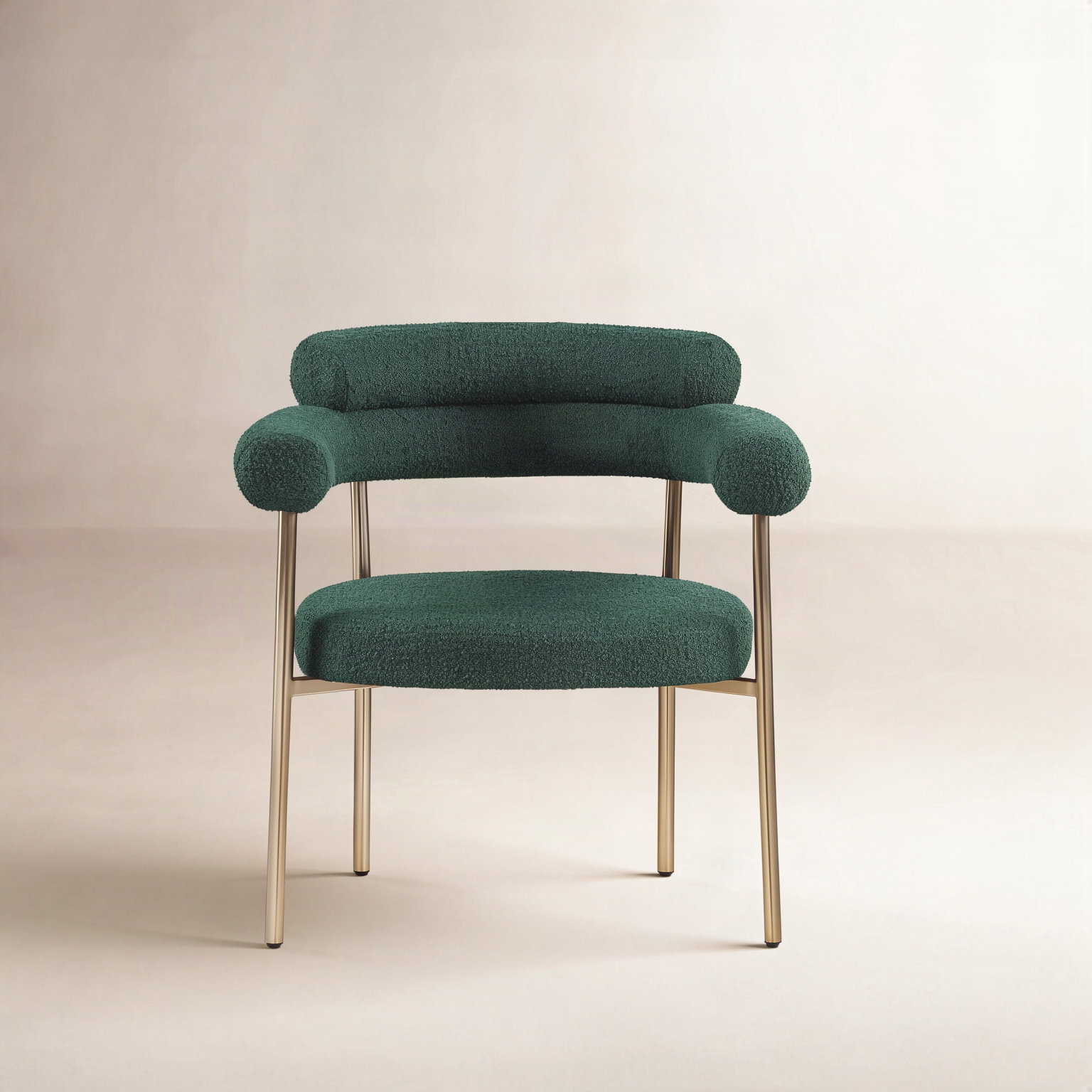 Dining Armchair, Green, Brushed Brass