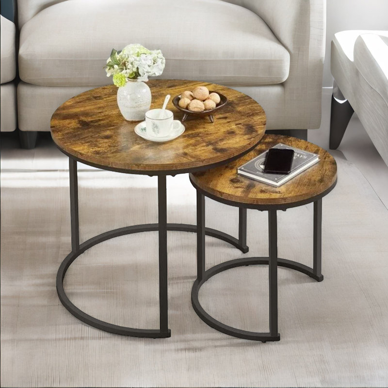 Nest of 2 Tables, Metal Frame, Side End Table, Living Room Furniture