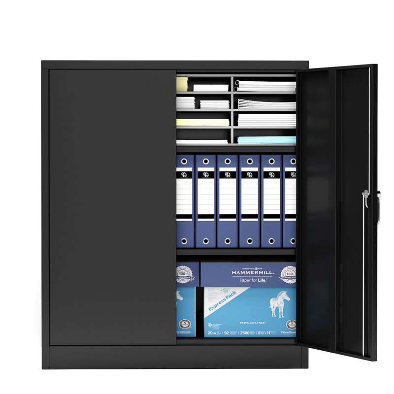 Armoire de rangement en métal avec 2 portes et 2 tablettes pour entrepôt de garage