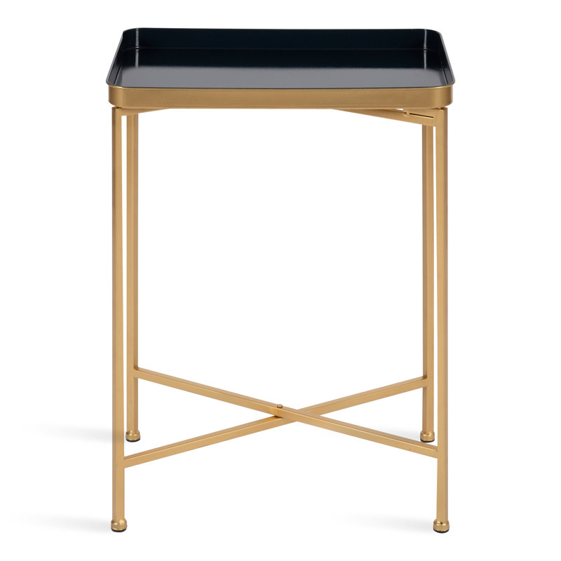 Table de bout Ekta, Bleu marine, Doré