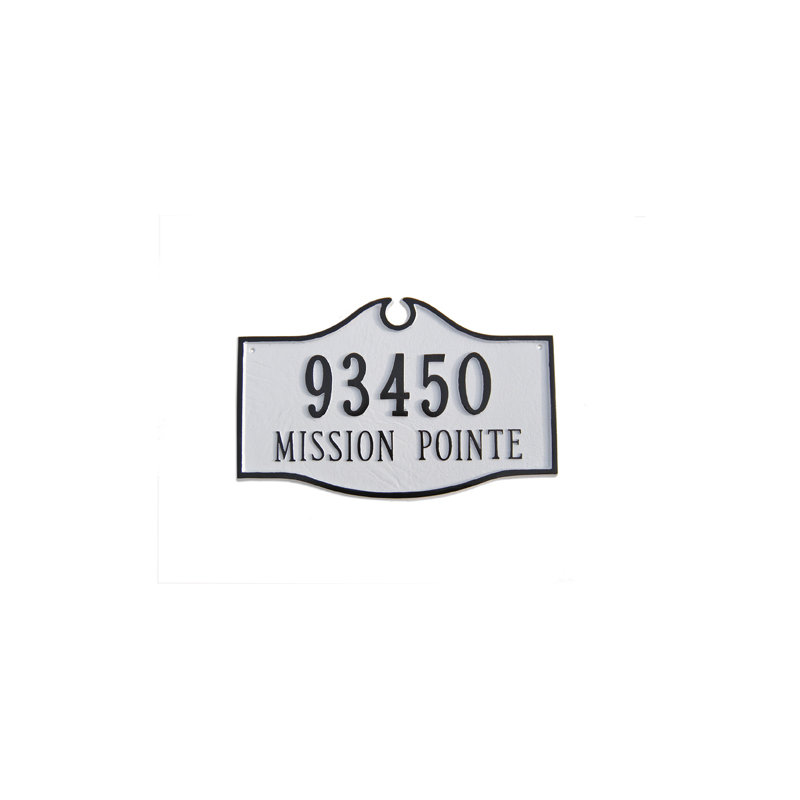 Colonial 2-Line Lawn Address Sign, White/Black