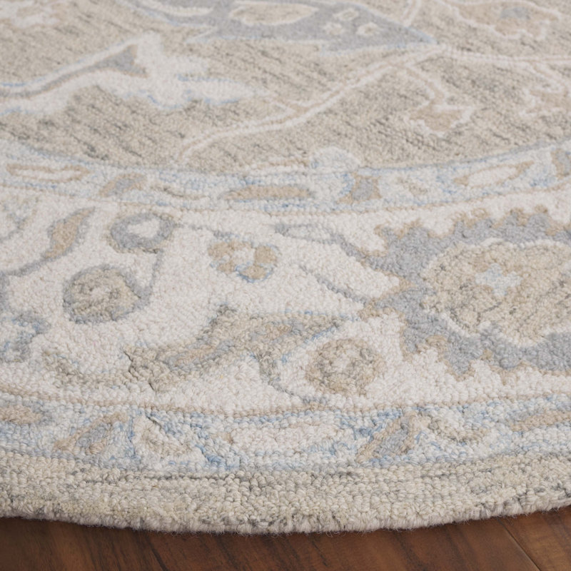 Ebony Hand Tufted Wool Pile Oriental Rug, Round 6'