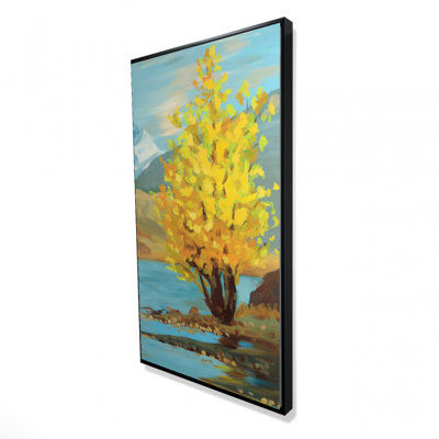 Yellow tree and reflection - 24"x48" Framed canvas
